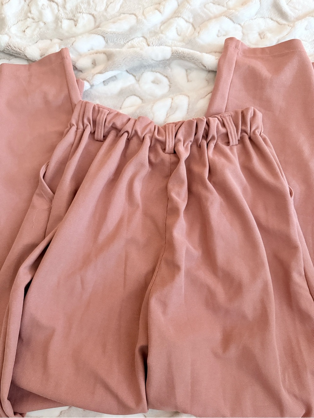 Halara Wide Leg Waffle Knit High Waist Pants in Dusty Rose Sz XS NWT D18 - Picture 4 of 4